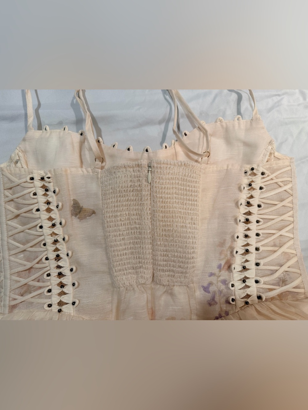 Zimmermann Alchemy Beaded Mini Dress in Cream Multi Floral - Picture 4 of 7